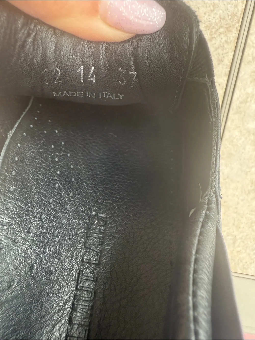 Helmut Lang black leather slip-on sneakers
